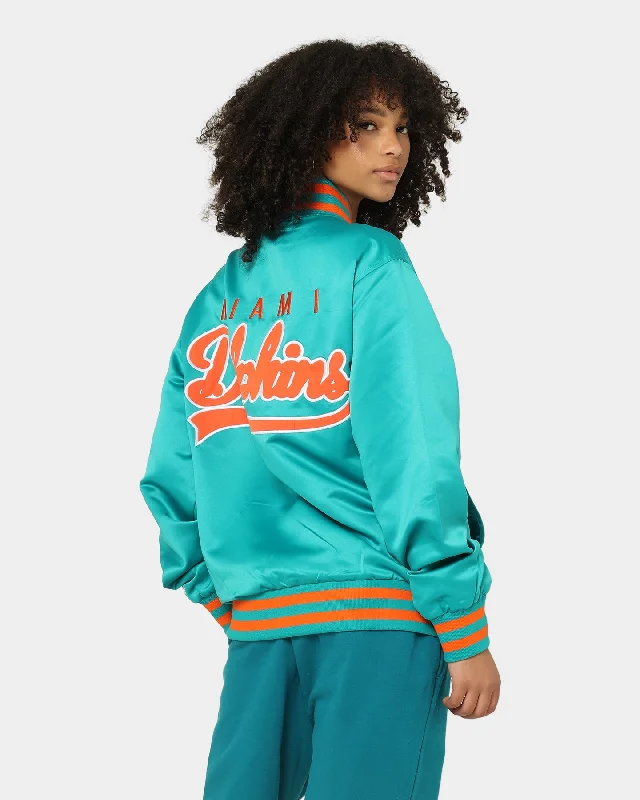 New Era Miami Dolphins Varsity Jacket Teal Oversized Jacket Tailored Jacket Straight Jacket