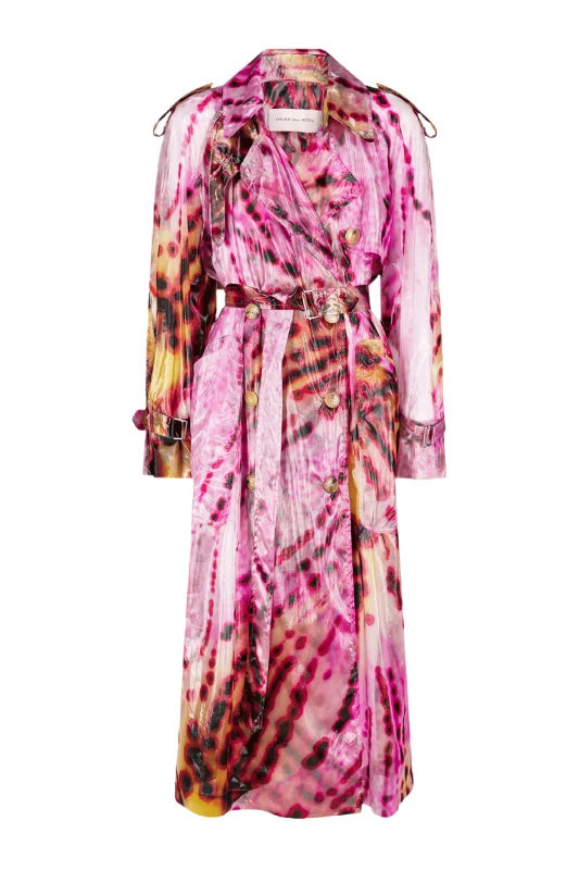 Risto Transparent Floral Print Trench Coat Striped Polka Dot Solid