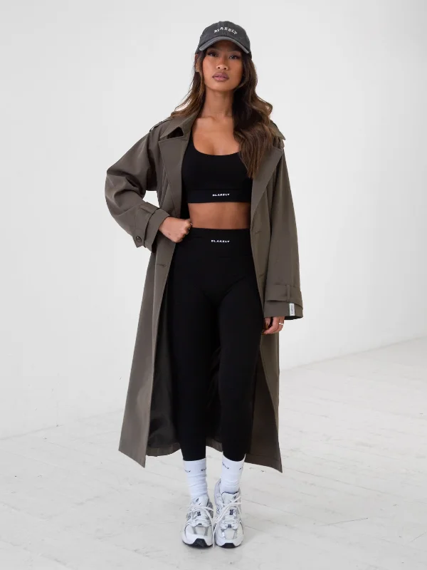 Amara Trench Coat - Ash Grey Bomber Denim Leather