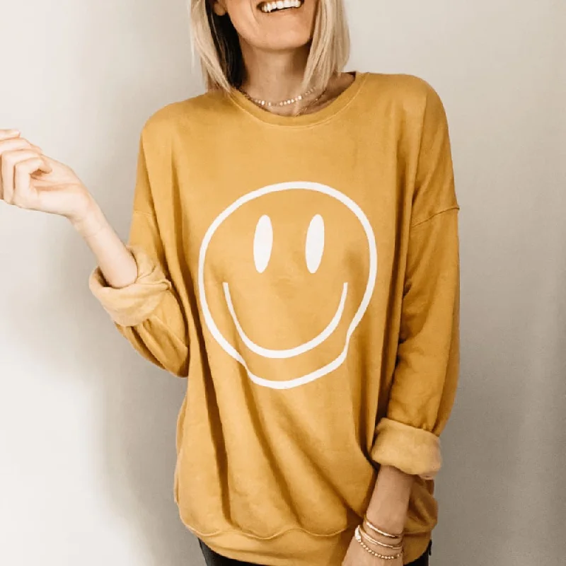 White Smiley Sweatshirt Hoodie with Camouflage Military Edgy