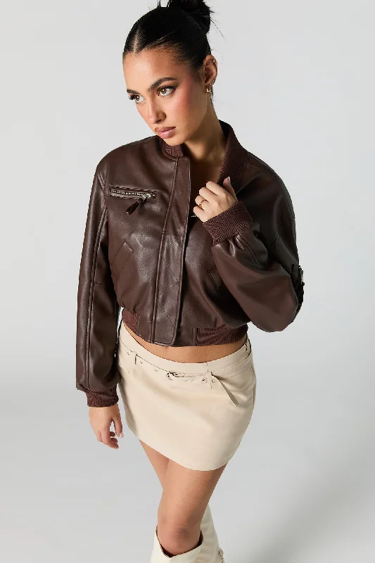 Faux Leather Cropped Bomber Jacket Faux Fur Jacket Real Fur Jacket Shearling Jacket