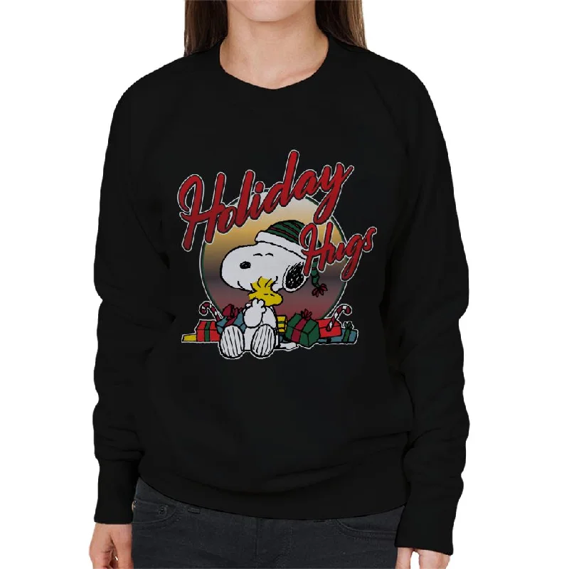 Peanuts Holiday Hugs Christmas Women's Sweatshirt Hoodie with Stripes Bold Sporty