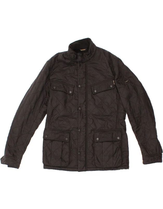 BARBOUR Mens Quilted Jacket UK 38 Medium Black Polyamide Satin Jacket Silk Jacket Chiffon Jacket