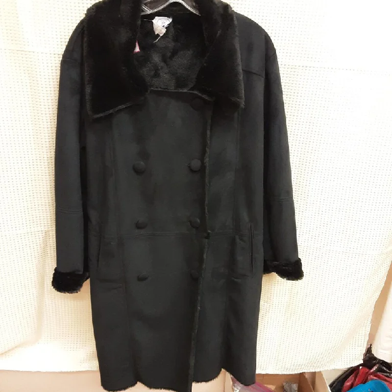 MUCHE MUCHETTE BLACK FAUX SHEARLING COAT OS TCC Cotton Linen Terry