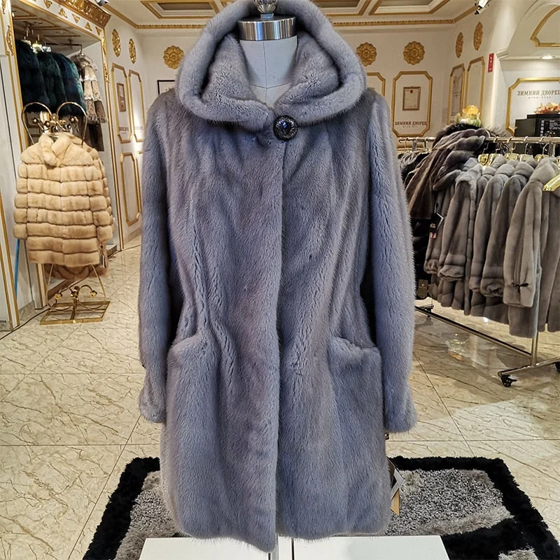 l furs women's  fur coat Fashion Slim Fur mink coat Rayon Velvet Corduroy