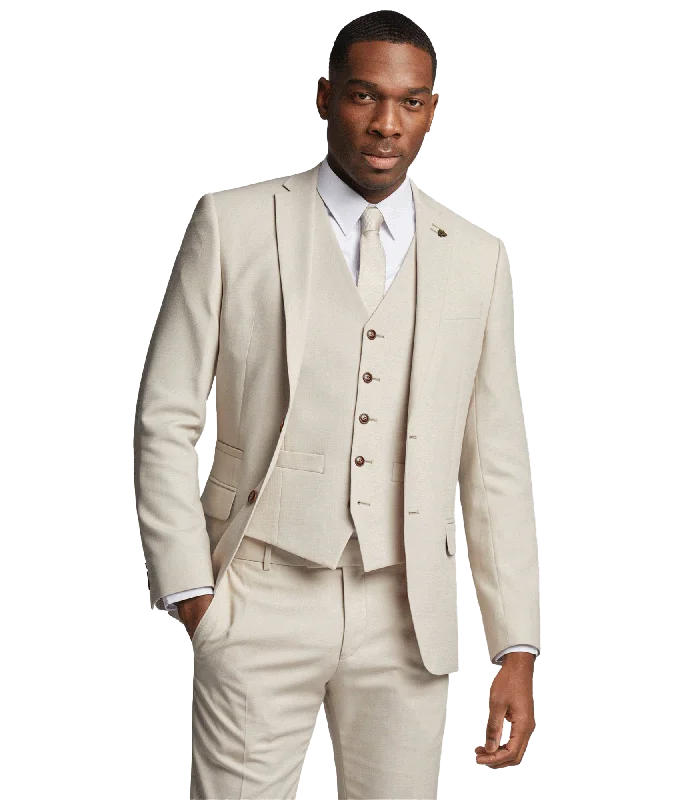 Suit Jackets - Cream Belted Jacket Elasticated Jacket Padded Jacket