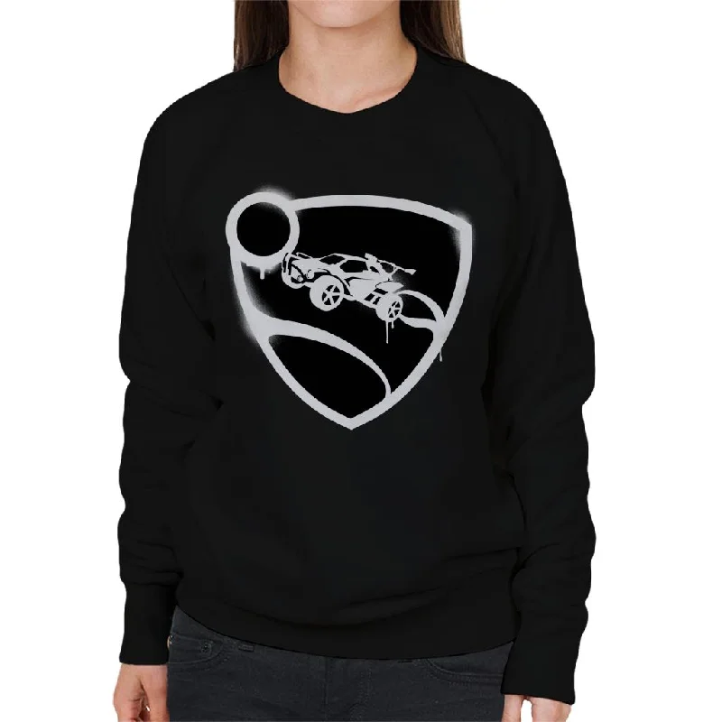 Rocket League Spray Painted Logo Women's Sweatshirt Hoodie with Distressed Vintage Worn