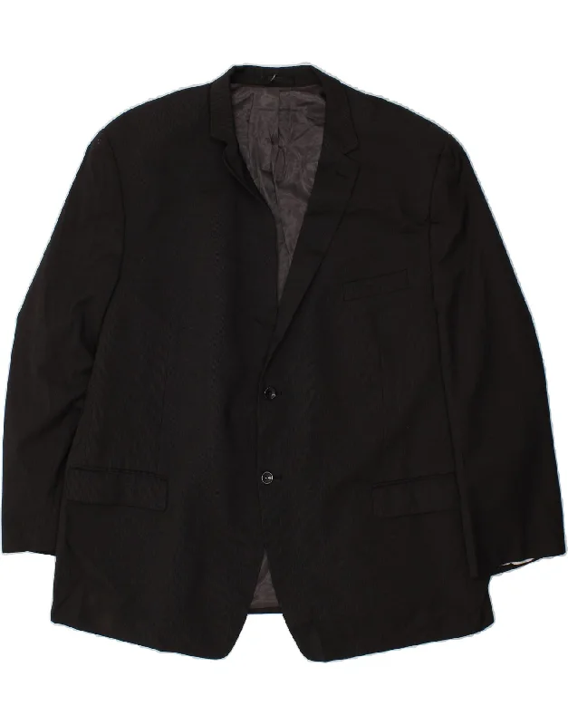 MICHAEL KORS Mens 2 Button Blazer Jacket IT 56 3XL Black Pinstripe Wool Zippered Jacket Buttoned Jacket Snapped Jacket