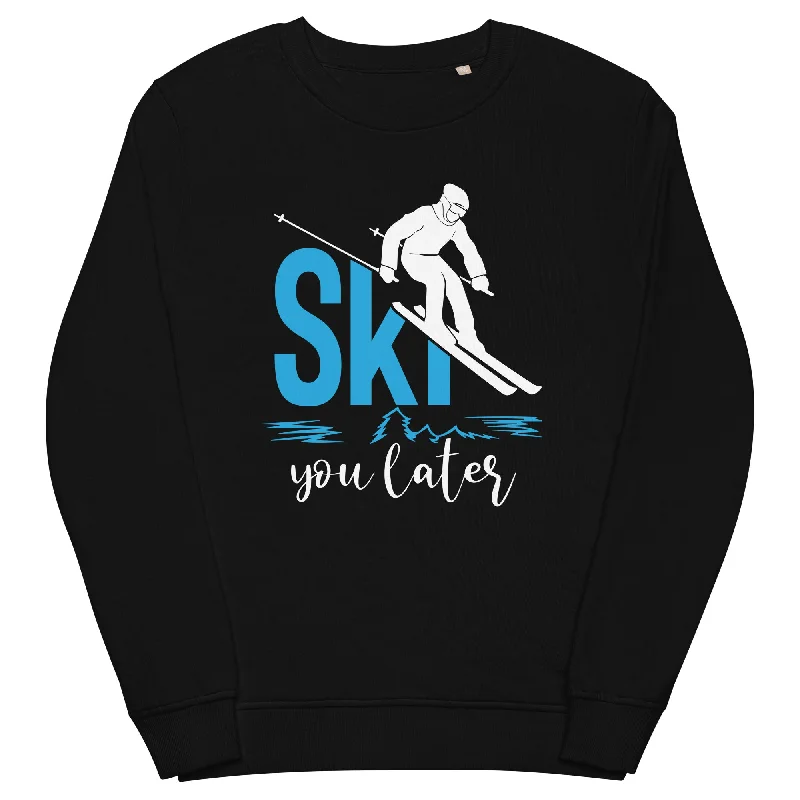 Ski you later - (S.K) - Unisex Premium Organic Sweatshirt Hoodie with Frayed Bohemian Relaxed