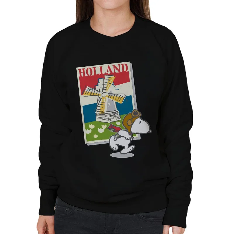 Peanuts Snoopy In Holland Women's Sweatshirt Hoodie with Set-In Sleeves Structured Classic