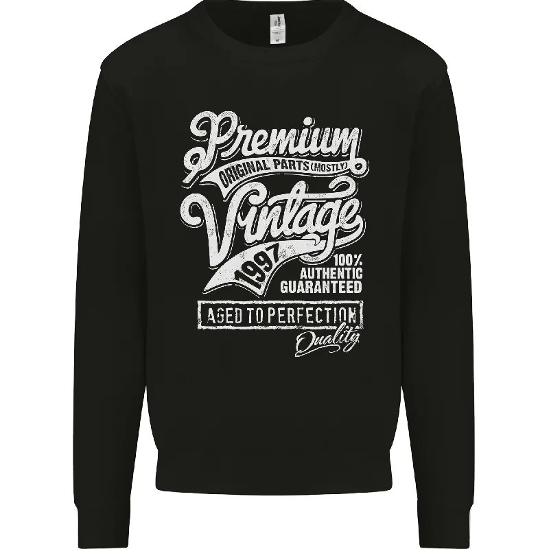 Aged to Perfection Vintage 27th Birthday 1997 Mens Sweatshirt Jumper Hoodie with Hem Embroidery Detailed Premium