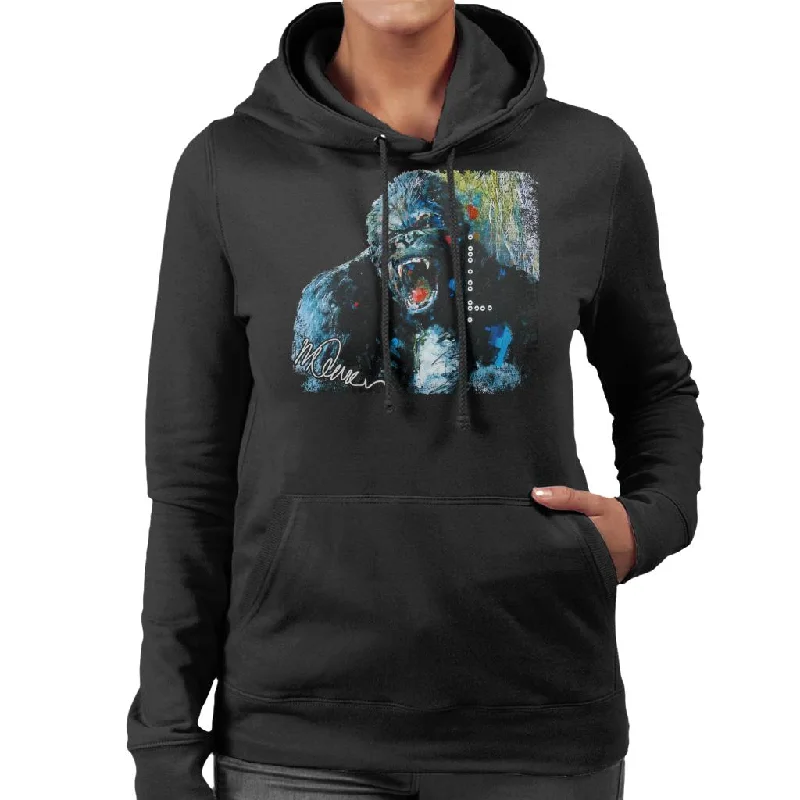 Sidney Maurer Original Portrait Of King Kong Women's Hooded Sweatshirt Hoodie with Ribbed Cuffs Snug Fit Comfort