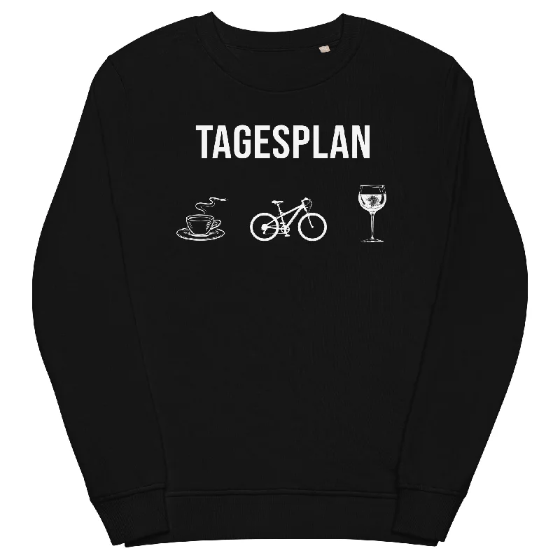 Tagesplan Kaffee, Fahrrad und Wein - Unisex Premium Organic Sweatshirt Hoodie with Crew Neck Simple Timeless