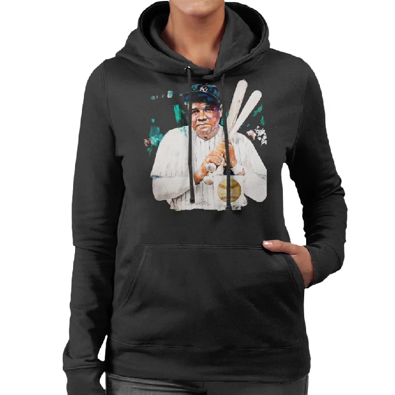 Sidney Maurer Original Portrait Of Giants Baseball Player Babe Ruth Women's Hooded Sweatshirt Hoodie with Pattern Geometric Abstract