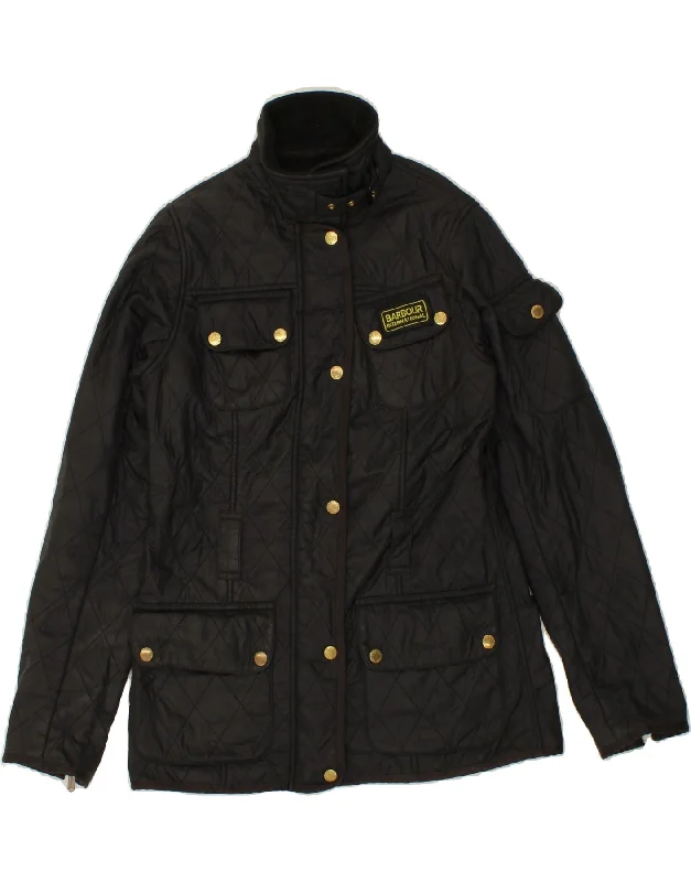 BARBOUR Womens Quilted Jacket UK 8 Small  Black Appliqued Jacket Beaded Jacket Sequined Jacket