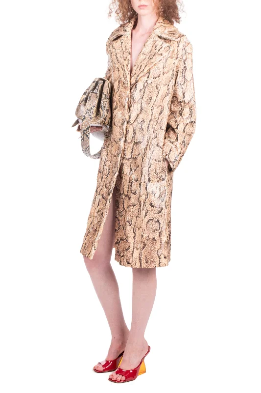 Ricca Embellished Snake Print Coat Tweed Herringbone Houndstooth