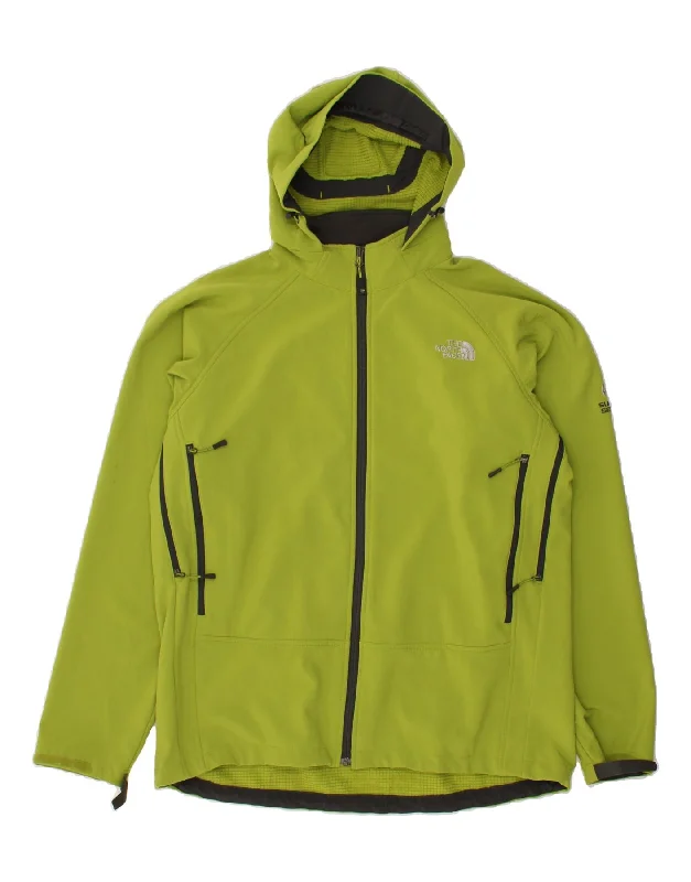 THE NORTH FACE Mens Hooded Windbreaker Jacket UK 42 XL Green Polyester Front Pockets Side Pockets Patch Pockets