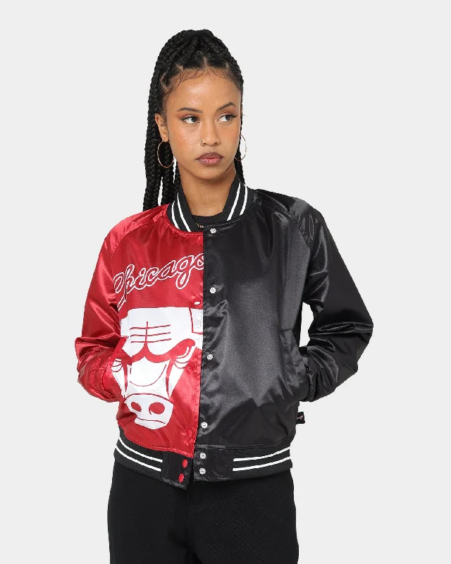 Mitchell & Ness Women's Chicago Bulls Big Face 5.0 Satin Jacket Red Wool Fabric Cashmere Fabric Tweed Fabric