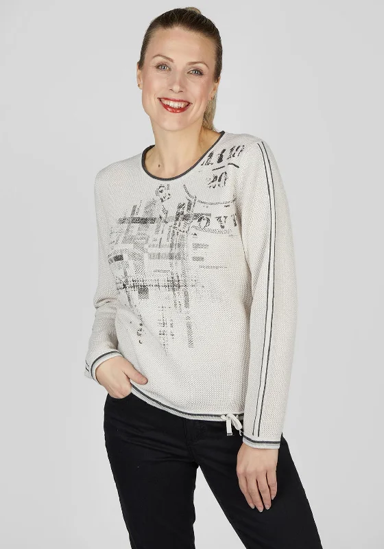 Rabe Drawstring Waistband Sweater, Beige Anti-Pilling Anti-Shrink Durable