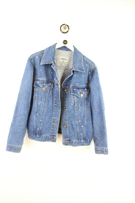 Vintage Pearl Denim Jeans Jacket ( L ) V-Neck Jacket Boat Neck Jacket Square Neck Jacket