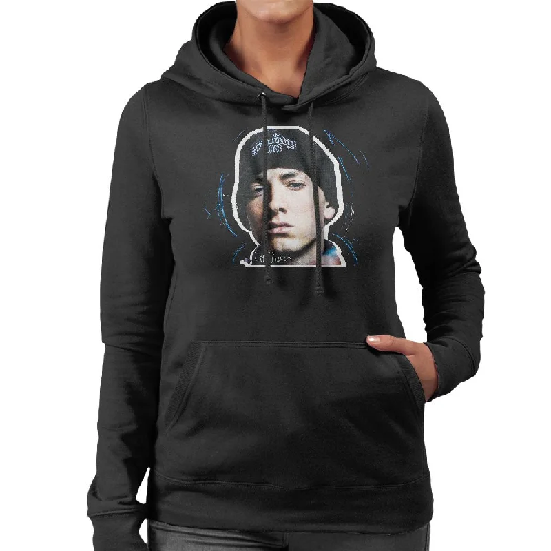 Sidney Maurer Original Portrait Of Eminem Shady Hat Women's Hooded Sweatshirt Hoodie with High Neck Warm Protective