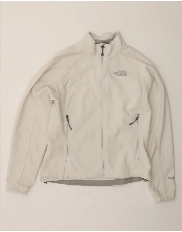 THE NORTH FACE Womens Fleece Jacket UK 12 Medium Off White Polyester Hoodie Zip-Up Jacket Button-Up Jacket