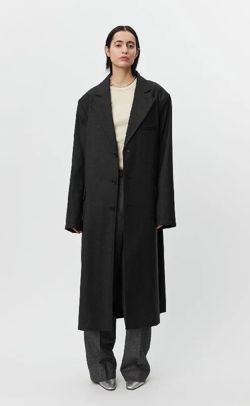 Evening Coat - Dark Grey Parka Down Jacket Wool Coat