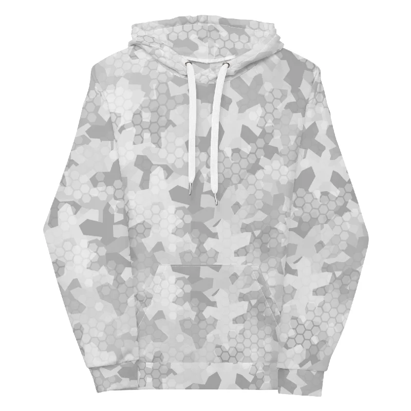 Arctic Shatter Camo Hoodie Hoodie with Elastic Cuffs Stretchable Comfortable