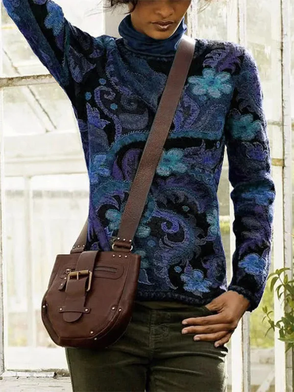 Casual National Style Print Coat Trench Wool Cashmere