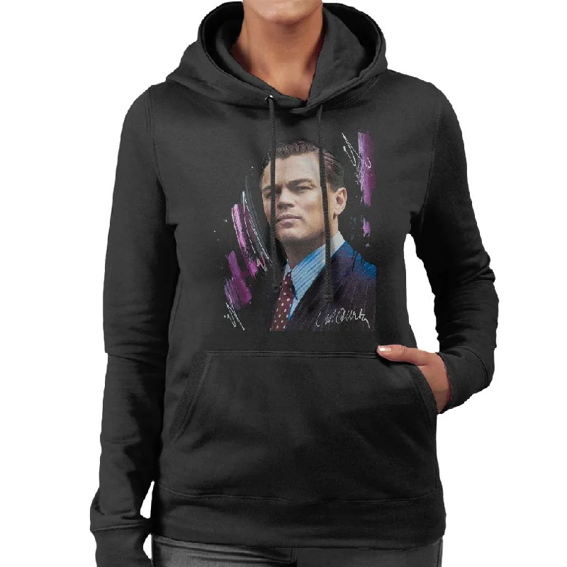 Sidney Maurer Original Portrait Of Leonardo DiCaprio Women's Hooded Sweatshirt Hoodie with Slim Fit Tailored Modern