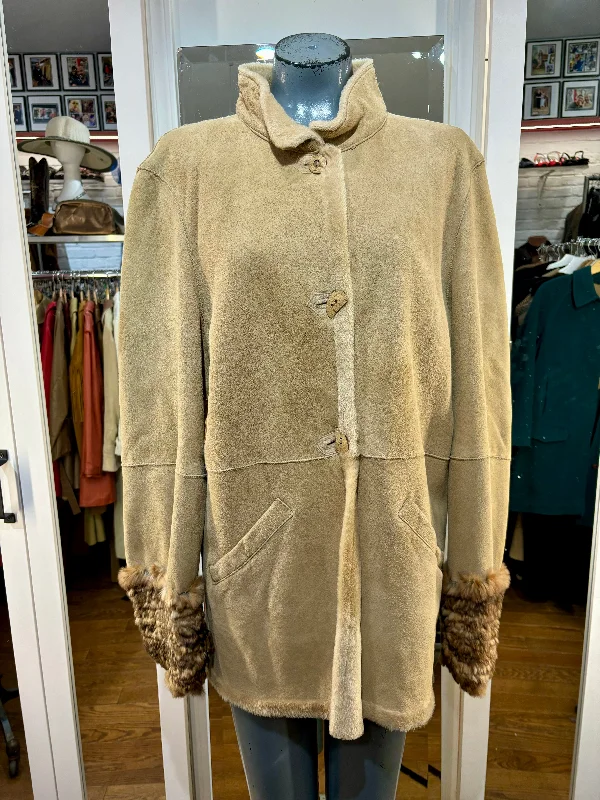90s Shearling 3/4 Length Coat With Fur Cuff By Marester Bomber Jacket Denim Jacket Leather Jacket