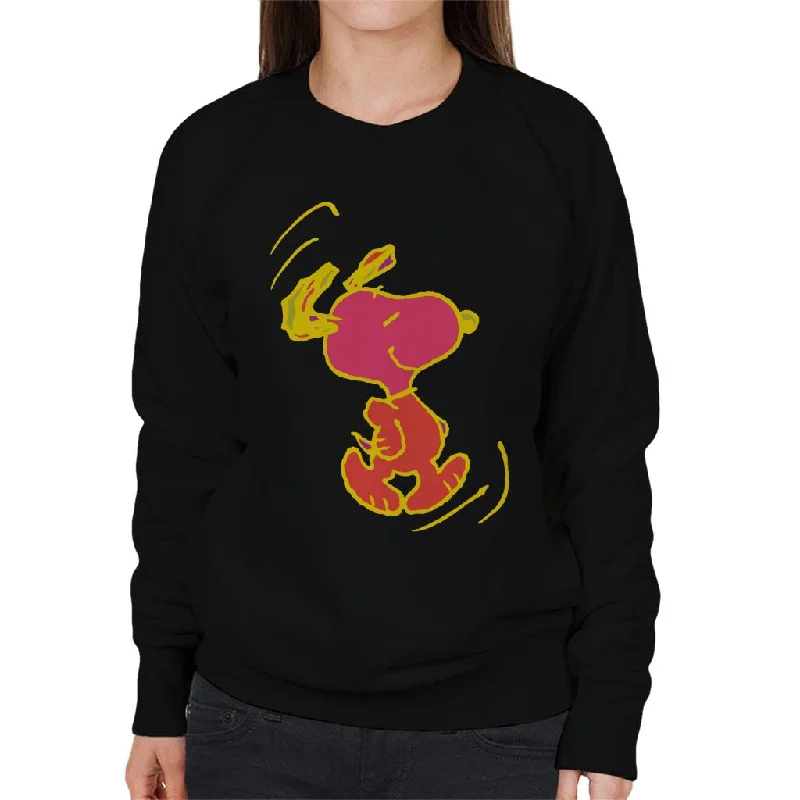 Peanuts Snoopy Colourful Sketch Women's Sweatshirt Hoodie with Applique Textured Unique