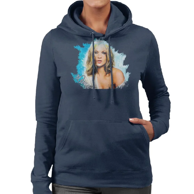 Sidney Maurer Original Portrait Of Kate Moss Pastel Blue Women's Hooded Sweatshirt Hoodie with Lace Feminine Delicate