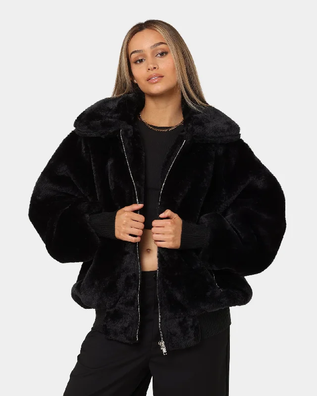 XXIII Baller Fur Jacket Black Rayon Fabric Velvet Fabric Corduroy Fabric