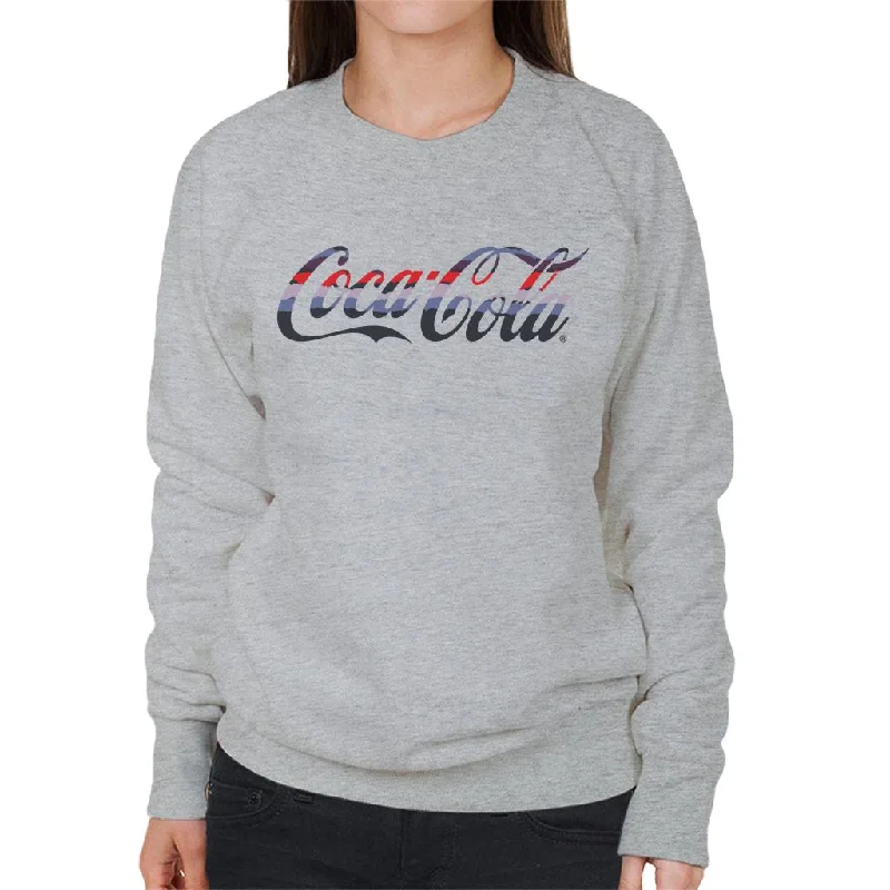 Coca Cola Horizon Stripe Logo Women's Sweatshirt Hoodie with Illustration Artistic Creative