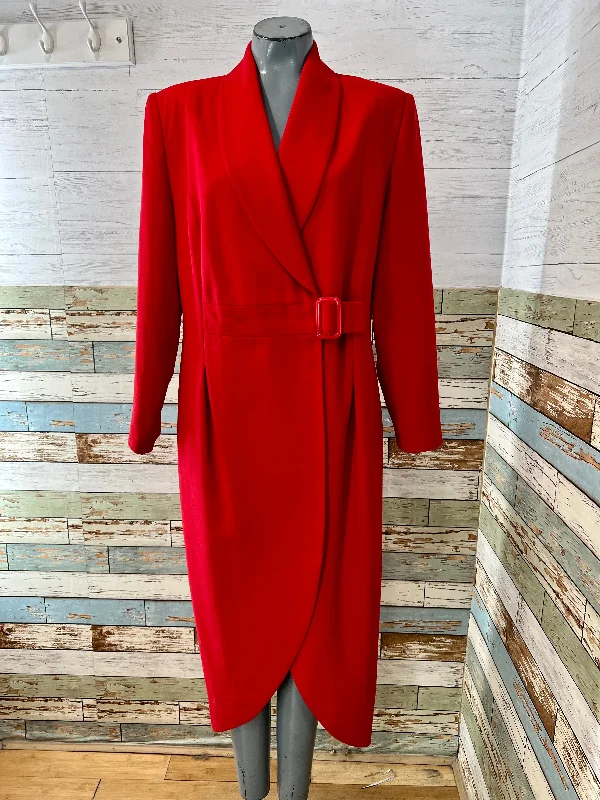 90s Long Red Light Coat Houndstooth Coat Plaid Coat Tartan Coat