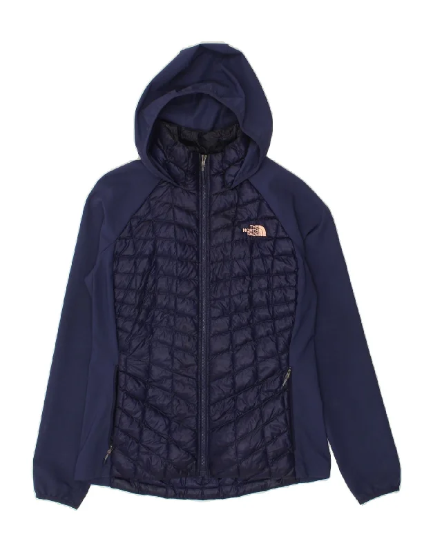 THE NORTH FACE Womens Windbreaker Jacket UK 16 Large Navy Blue Colourblock Zip Front Button Front Snap Front