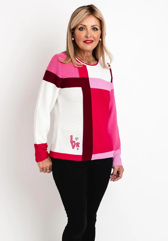 Rabe Modern Colour Block Sweater, Pink Anti-Pilling Anti-Shrink Durable