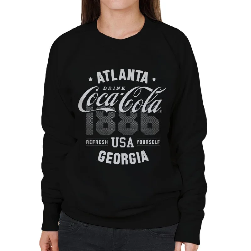 Coca Cola 1886 USA Sports Style Women's Sweatshirt Hoodie with Tied Waist Feminine Flattering