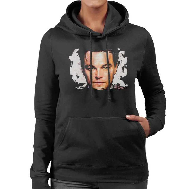 Sidney Maurer Original Portrait Of Leonardo DiCaprio Closeup Women's Hooded Sweatshirt Hoodie with Patch Decorative Personalized