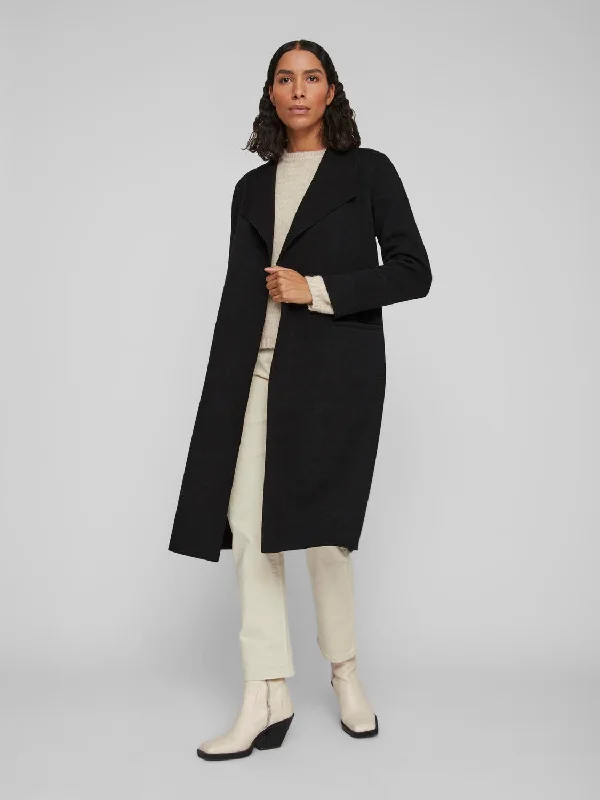 VIJUICE Coat - Black Suede Faux Fur Shearling