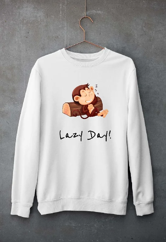 Monkey Lazy Day Unisex Sweatshirt for Men/Women Hoodie with Half-Zip Sporty Casual