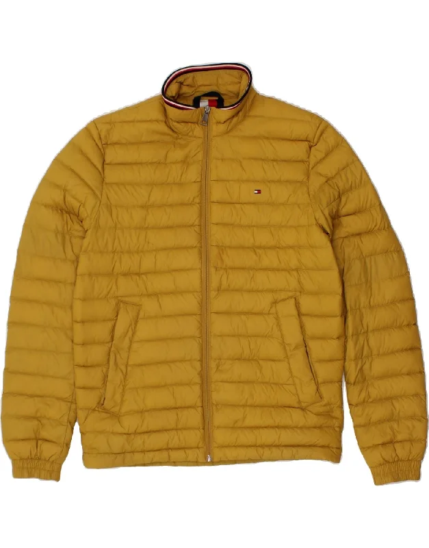 TOMMY HILFIGER Mens Padded Jacket UK 36 Small Yellow Polyamide Lace Jacket Ribbed Jacket Sequined Jacket