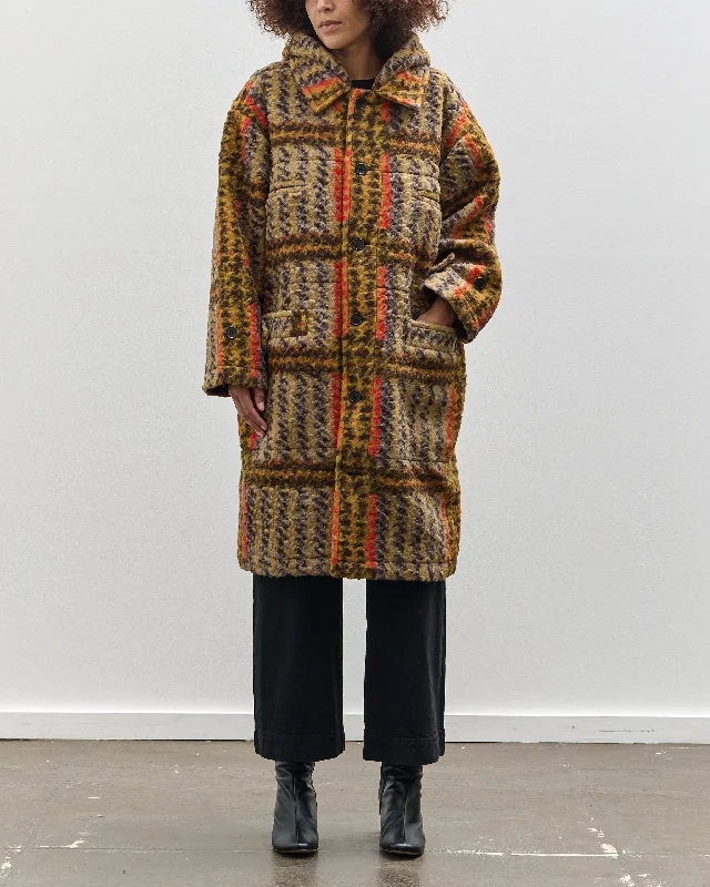 Henrik Vibskov Blackout Coat, Multicolored Checks Faux Fur Real Fur Shearling