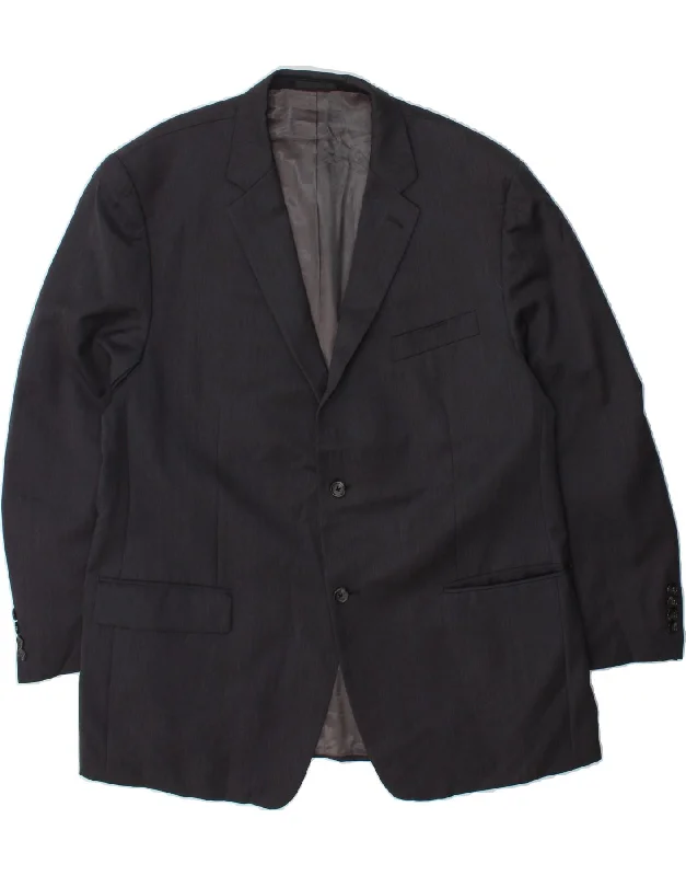 MICHAEL KORS Mens 2 Button Blazer Jacket UK 46 3XL Navy Blue Wool Nylon Fabric Polyester Fabric Spandex Fabric