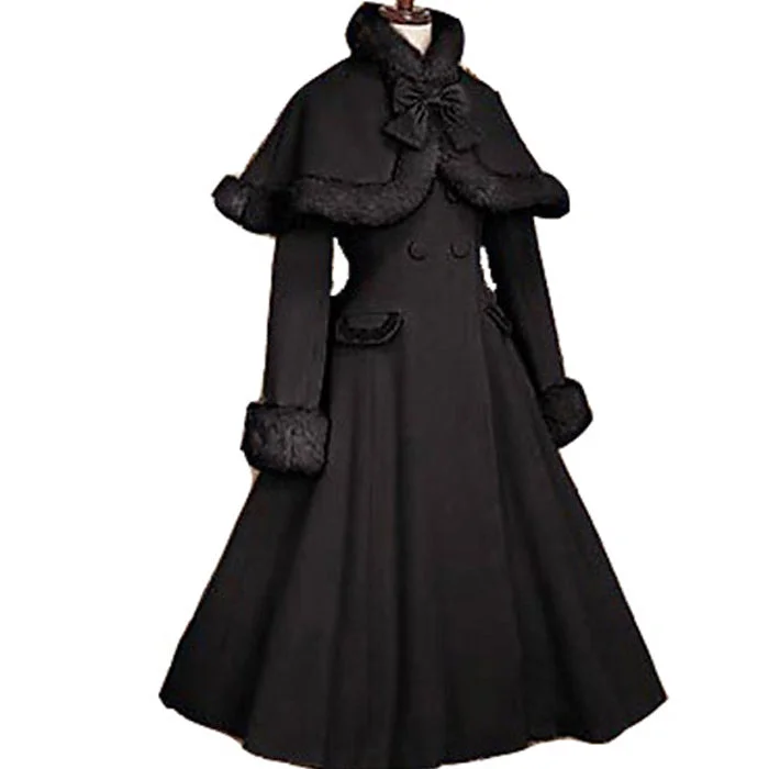 Gothic Lolita Coat adult princess costume medieval lolita coat Long Sleeve with cape party halloween for women plus size custom Boat Neck Jacket Square Neck Jacket One-Shoulder Jacket