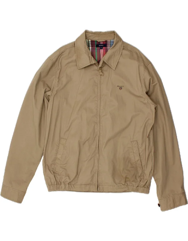 GANT Mens The Windcheater Bomber Jacket UK 42 XL Beige Cotton V-Neck Jacket Boat Neck Jacket Square Neck Jacket