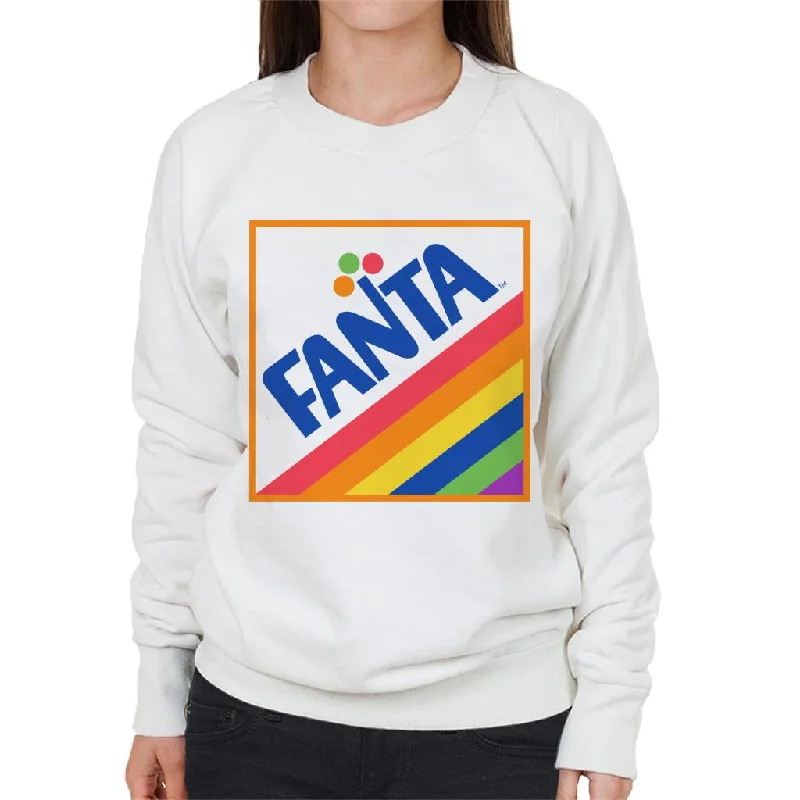 Fanta 1970s Retro Rainbow Logo Women's Sweatshirt Hoodie with Crew Neck Simple Timeless