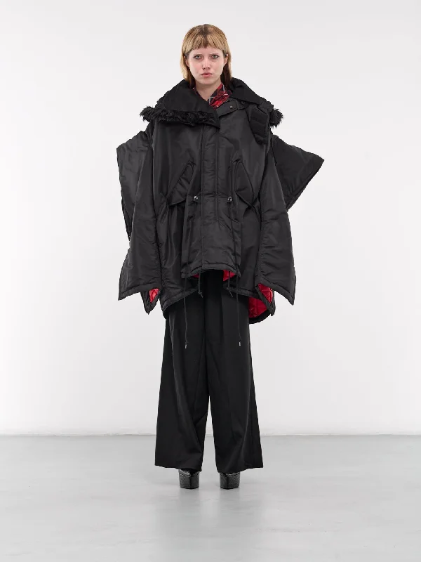 Sculptural Puffer Coat (JN-C015-051-BLACK) Zip Front Button Front Snap Front