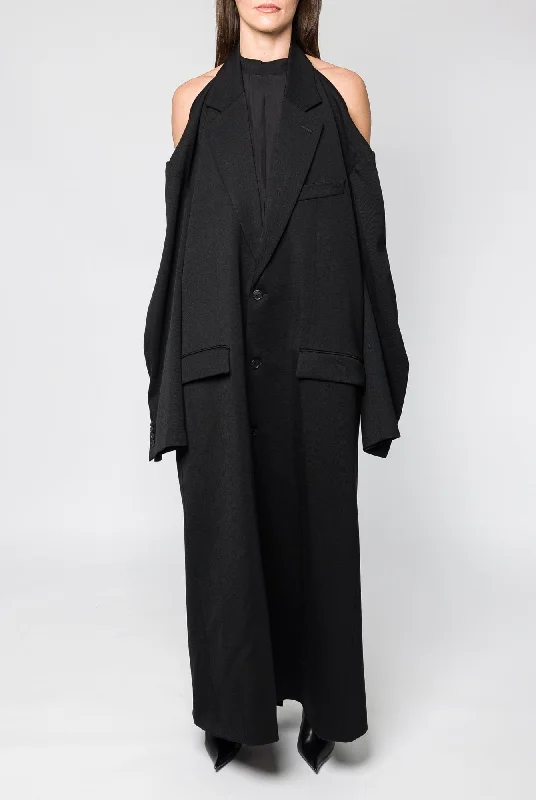 Balenciaga Suspended Coat Dress Collared Crew Neck Turtle Neck